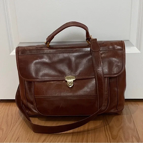 Vintage Brown Leather satchel briefcase Bag - Picture 1 of 6